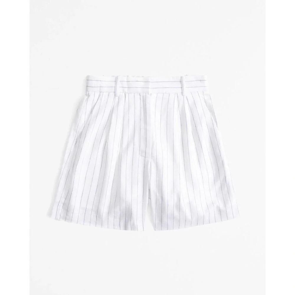 Abercrombie & Fitch Sloane High Waist White Pinstripe Shorts NWOT - Picture 4 of 5